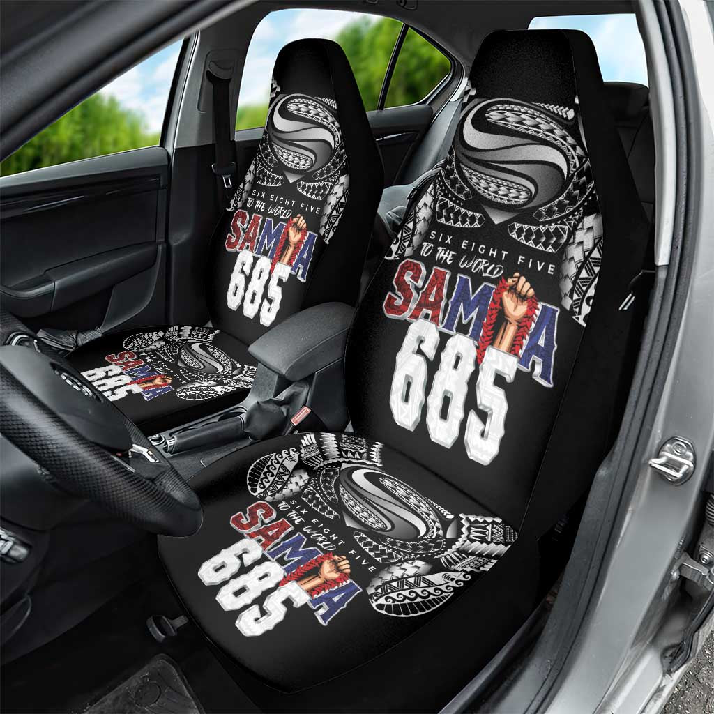 Super Samoa-Six Eight Five to The World Car Seat Cover Traditional Samoan Tattoo Black Color LT03 - Polynesian Pride