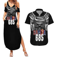 Super Samoa-Six Eight Five to The World Couples Matching Summer Maxi Dress and Hawaiian Shirt Traditional Samoan Tattoo Black Color