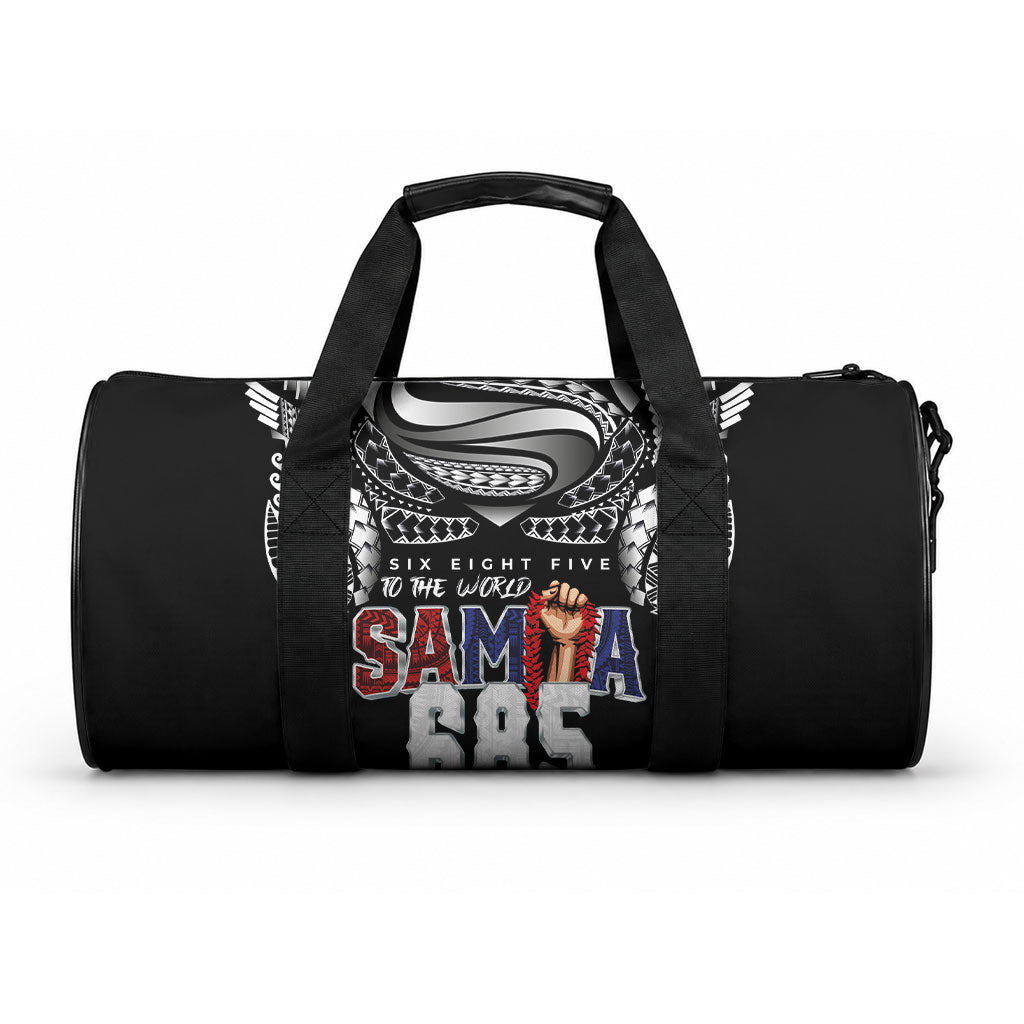 Super Samoa-Six Eight Five to The World Duffle Bag Traditional Samoan Tattoo Black Color