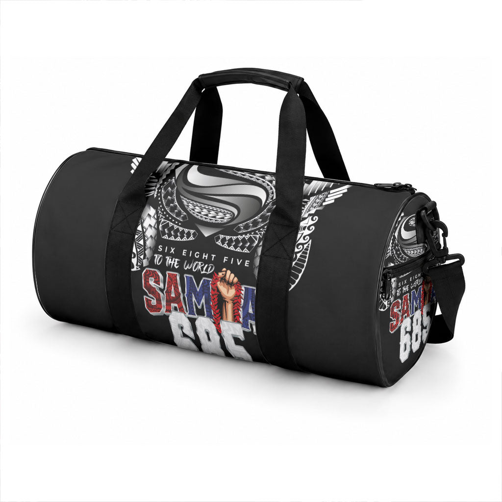 Super Samoa-Six Eight Five to The World Duffle Bag Traditional Samoan Tattoo Black Color