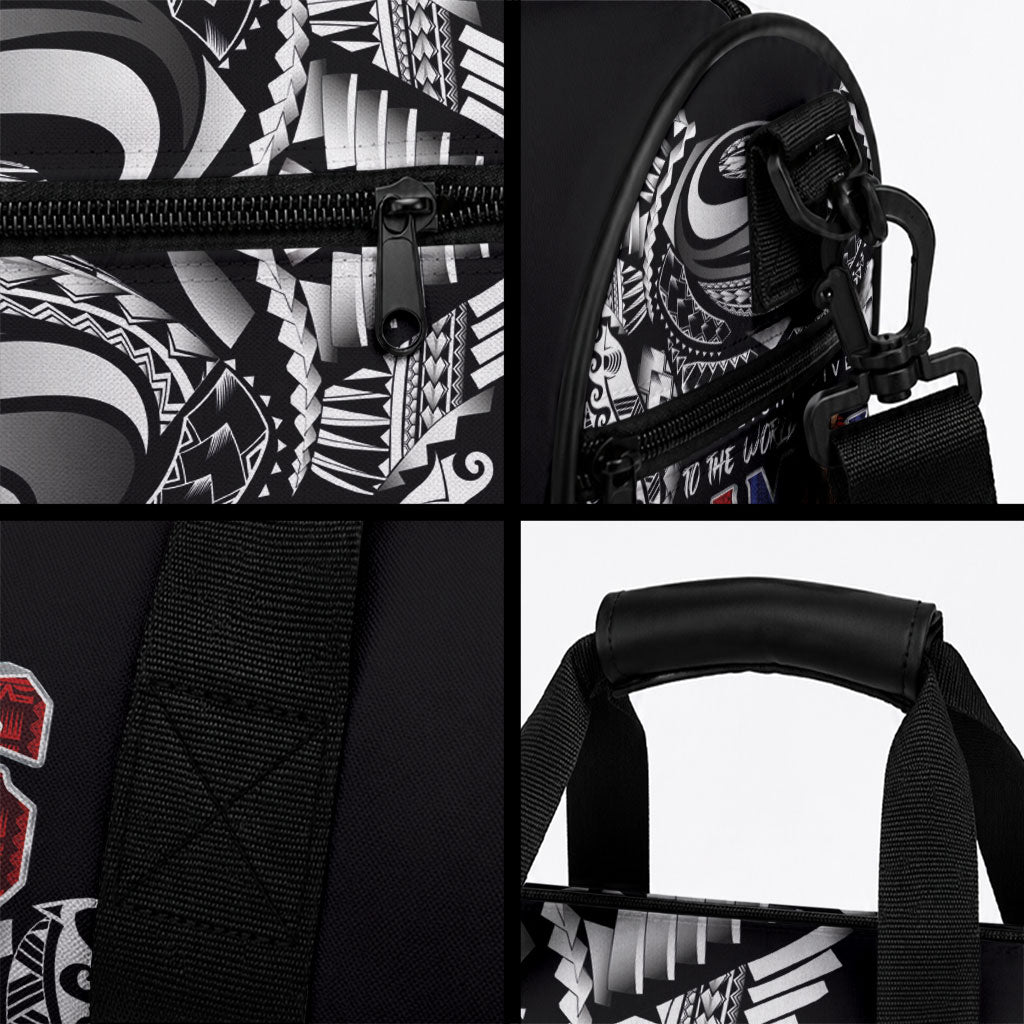 Super Samoa-Six Eight Five to The World Duffle Bag Traditional Samoan Tattoo Black Color