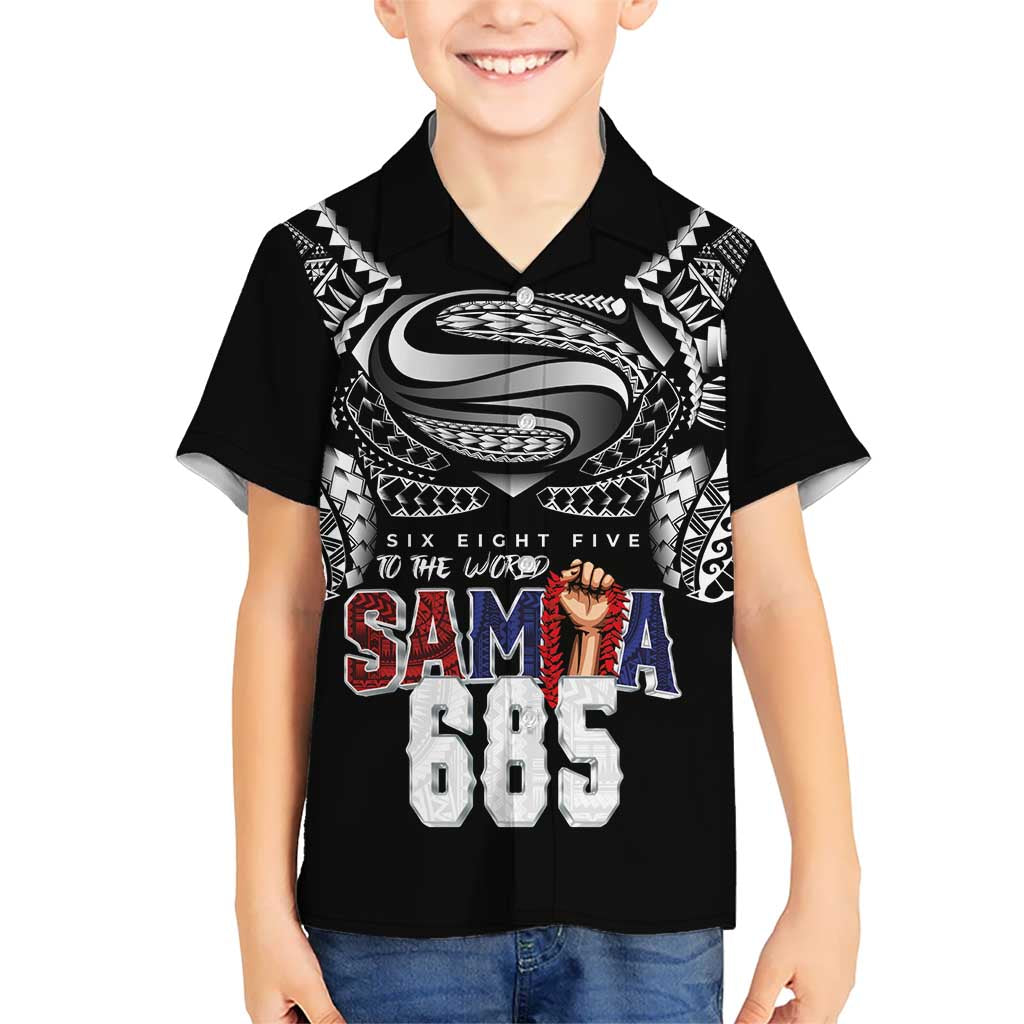 Super Samoa-Six Eight Five to The World Family Matching Mermaid Dress and Hawaiian Shirt Traditional Samoan Tattoo Black Color LT03 Son's Shirt Black - Polynesian Pride