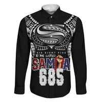 Super Samoa-Six Eight Five to The World Family Matching Short Sleeve Bodycon Dress and Hawaiian Shirt Traditional Samoan Tattoo Black Color LT03 Dad's Shirt - Long Sleeve Black - Polynesian Pride