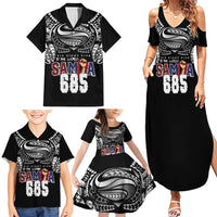 Super Samoa-Six Eight Five to The World Family Matching Summer Maxi Dress and Hawaiian Shirt Traditional Samoan Tattoo Black Color LT03 - Polynesian Pride