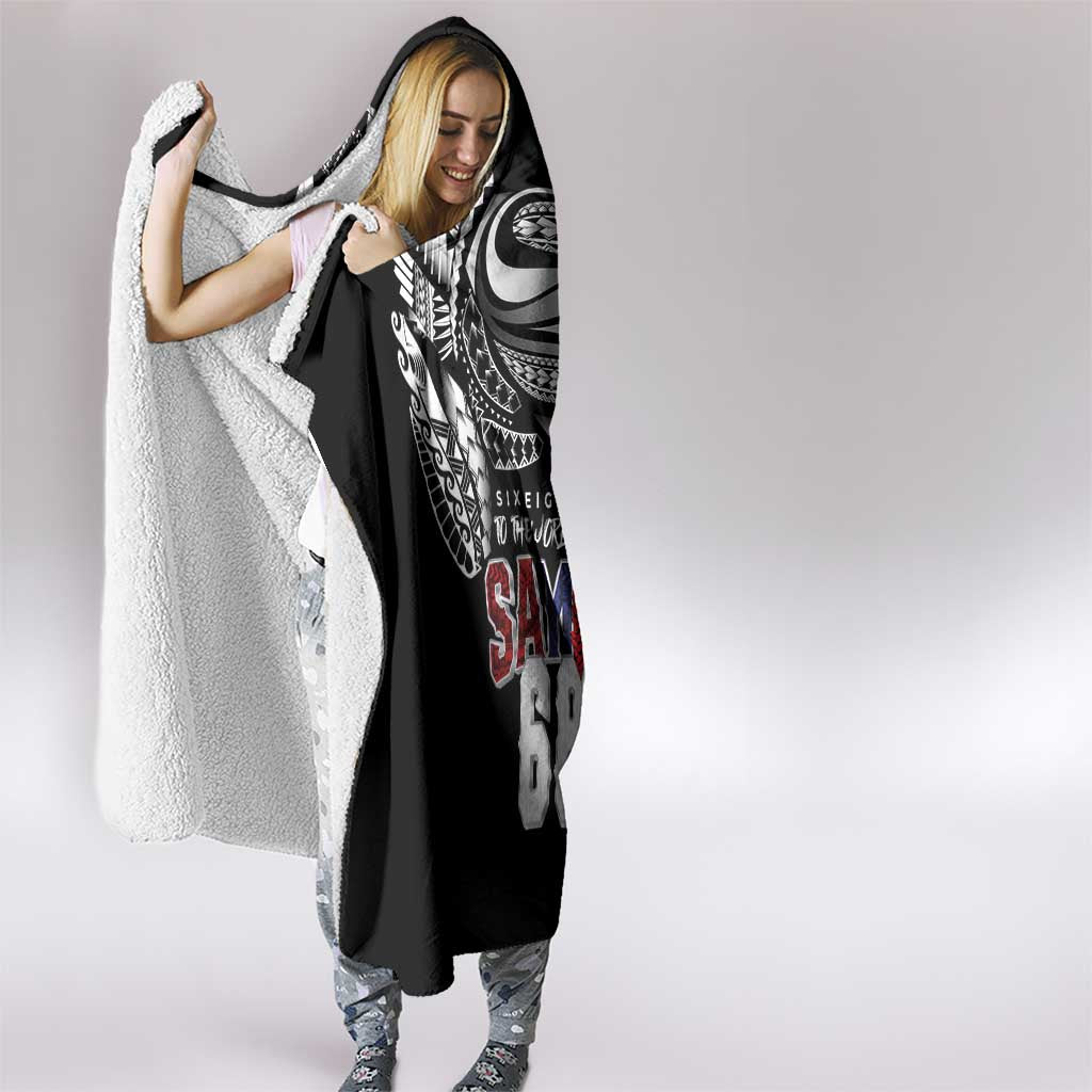 Super Samoa-Six Eight Five to The World Hooded Blanket Traditional Samoan Tattoo Black Color