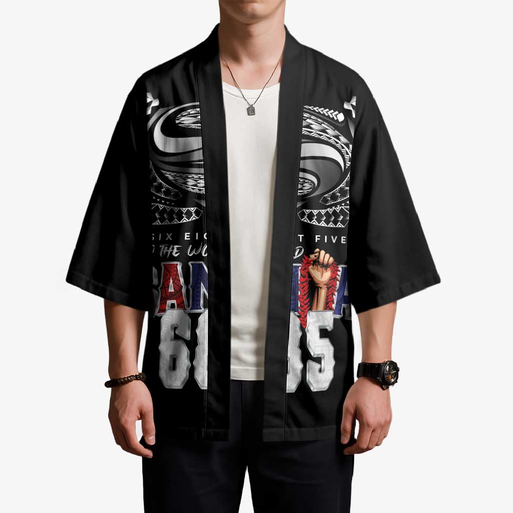 Super Samoa-Six Eight Five to The World Kimono Traditional Samoan Tattoo Black Color