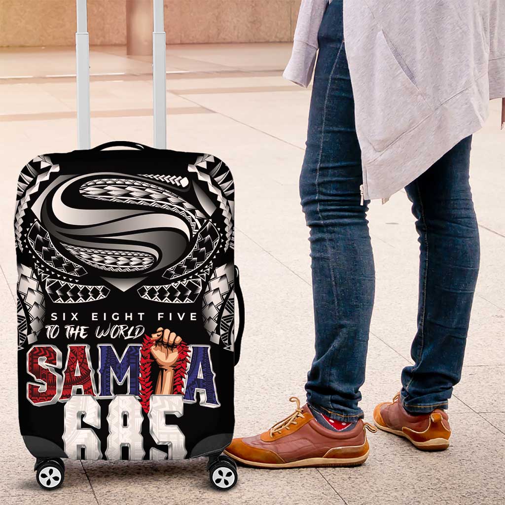 Super Samoa-Six Eight Five to The World Luggage Cover Traditional Samoan Tattoo Black Color LT03 Black - Polynesian Pride