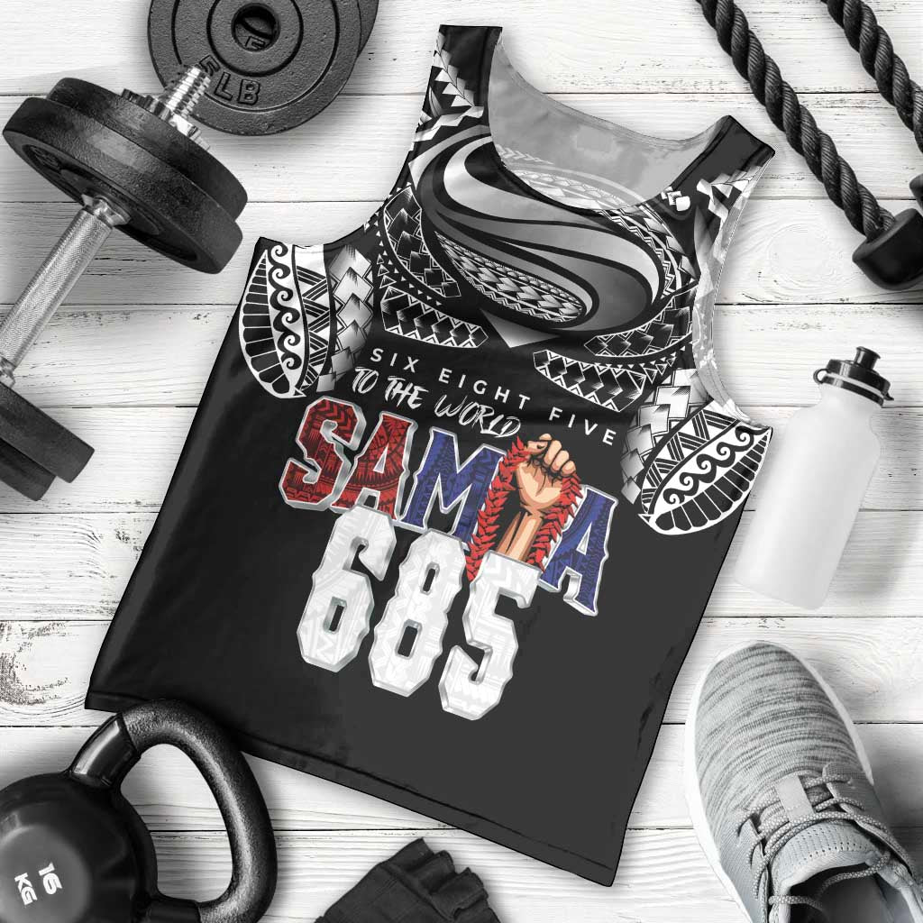 Super Samoa-Six Eight Five to The World Men Tank Top Traditional Samoan Tattoo Black Color