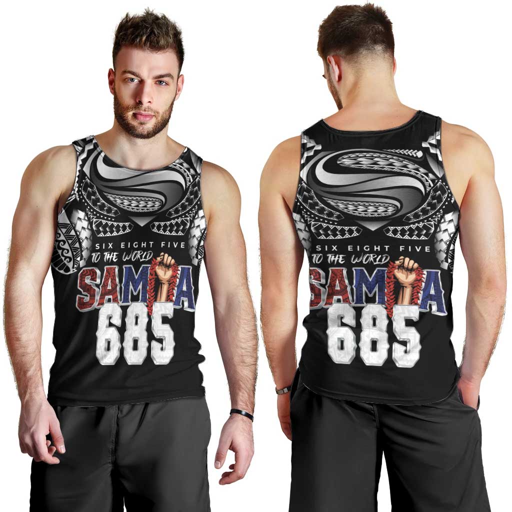 Super Samoa-Six Eight Five to The World Men Tank Top Traditional Samoan Tattoo Black Color
