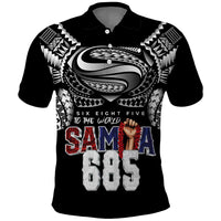 Super Samoa-Six Eight Five to The World Polo Shirt Traditional Samoan Tattoo Black Color LT03 Black - Polynesian Pride