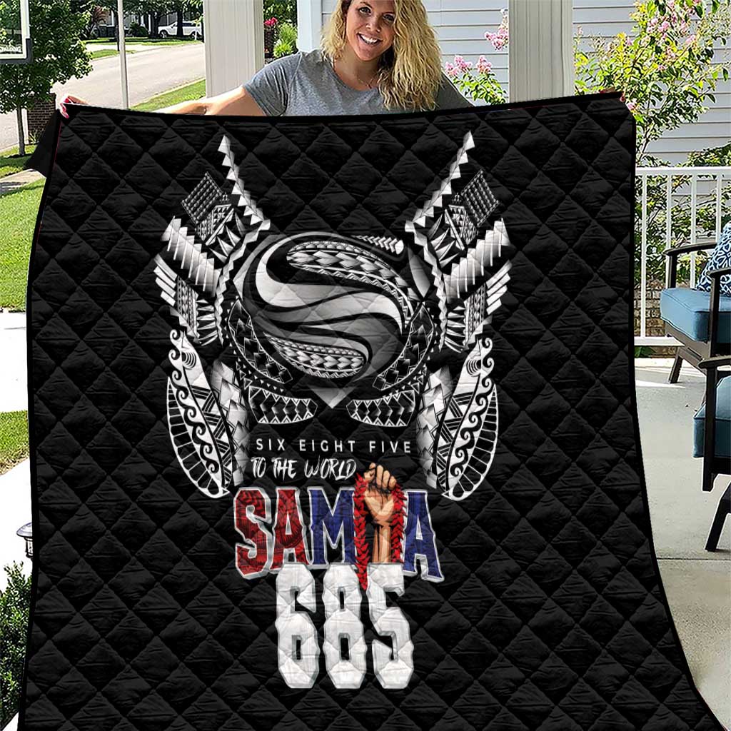 Super Samoa-Six Eight Five to The World Quilt Traditional Samoan Tattoo Black Color LT03 Black - Polynesian Pride