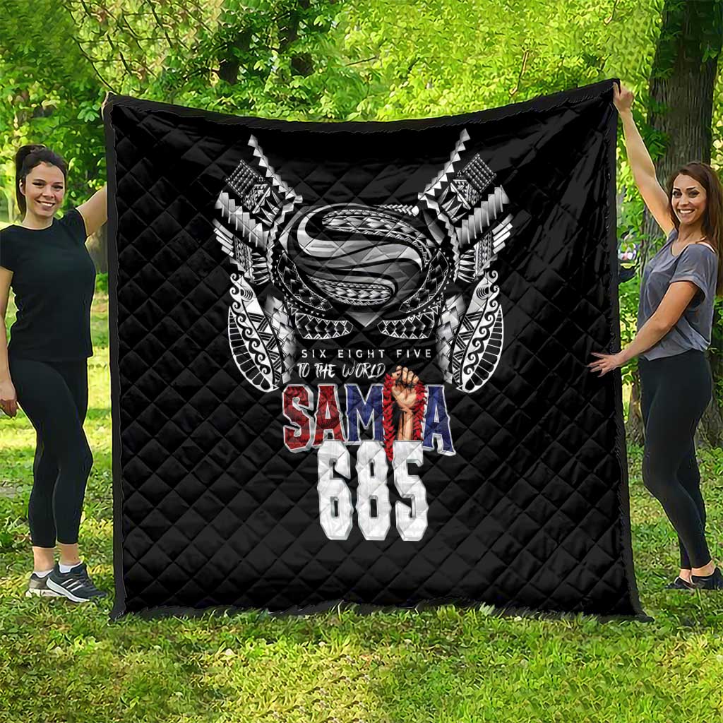 Super Samoa-Six Eight Five to The World Quilt Traditional Samoan Tattoo Black Color LT03 - Polynesian Pride