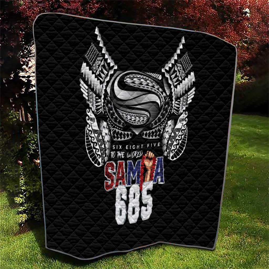 Super Samoa-Six Eight Five to The World Quilt Traditional Samoan Tattoo Black Color LT03 - Polynesian Pride