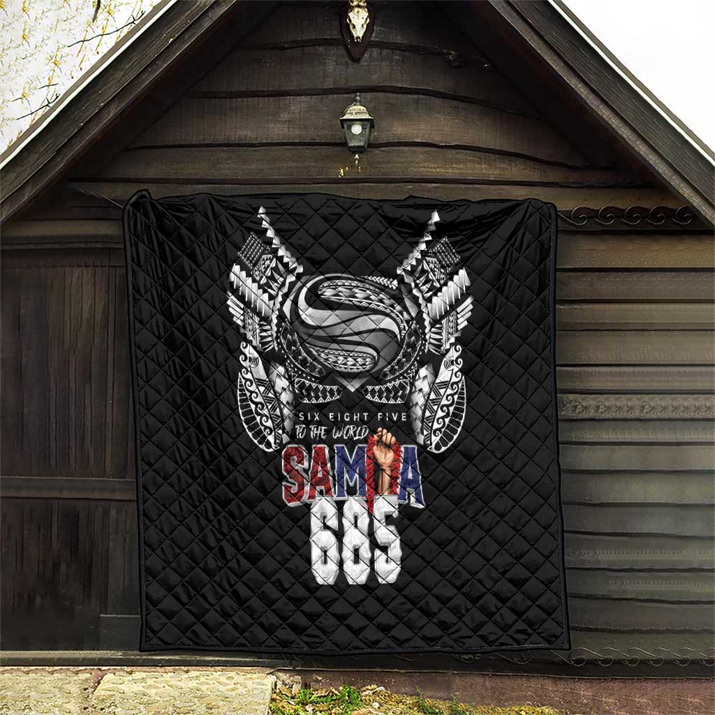 Super Samoa-Six Eight Five to The World Quilt Traditional Samoan Tattoo Black Color LT03 - Polynesian Pride