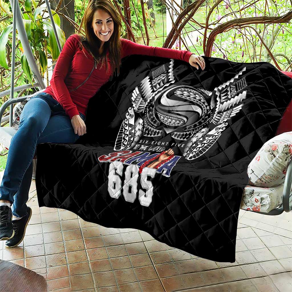 Super Samoa-Six Eight Five to The World Quilt Traditional Samoan Tattoo Black Color LT03 - Polynesian Pride