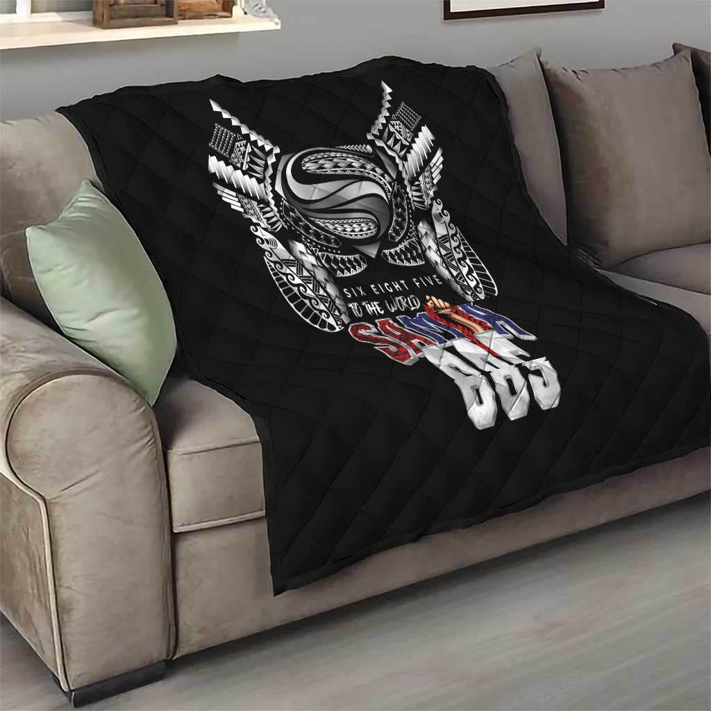Super Samoa-Six Eight Five to The World Quilt Traditional Samoan Tattoo Black Color LT03 - Polynesian Pride