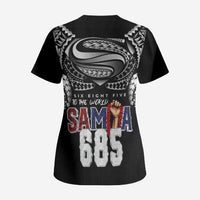 Super Samoa-Six Eight Five to The World Scrub Top Traditional Samoan Tattoo Black Color