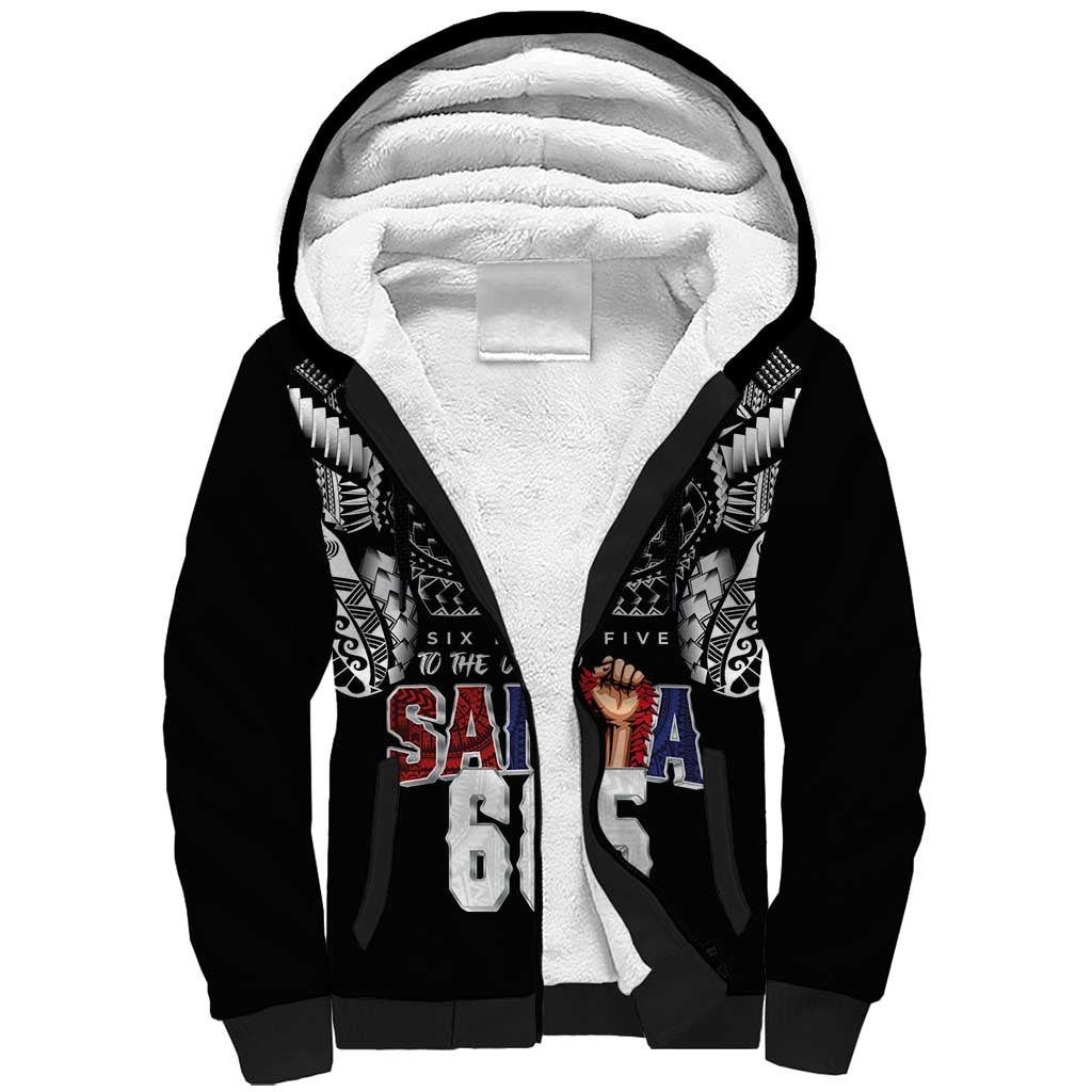Super Samoa-Six Eight Five to The World Sherpa Hoodie Traditional Samoan Tattoo Black Color LT03 Unisex Black - Polynesian Pride