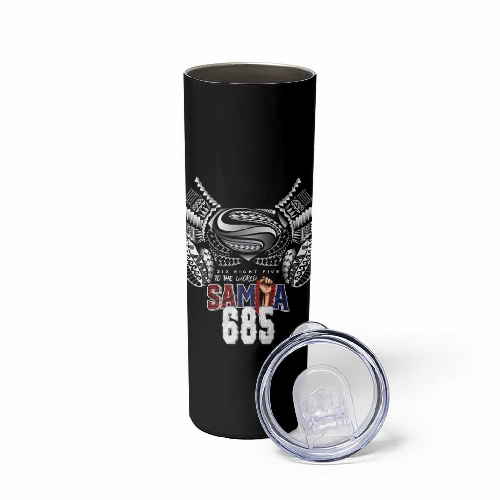 Super Samoa-Six Eight Five to The World Skinny Tumbler Traditional Samoan Tattoo Black Color LT03 - Polynesian Pride