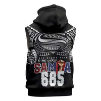 Super Samoa-Six Eight Five to The World Sleeveless Hoodie Traditional Samoan Tattoo Black Color LT03 - Polynesian Pride
