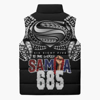 Super Samoa-Six Eight Five to The World Sleeveless Puffer Jacket Traditional Samoan Tattoo Black Color LT03 - Polynesian Pride