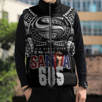 Super Samoa-Six Eight Five to The World Sleeveless Puffer Jacket Traditional Samoan Tattoo Black Color LT03 - Polynesian Pride