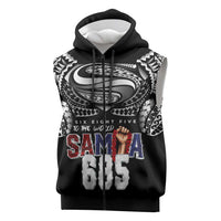 Super Samoa-Six Eight Five to The World Sleeveless Zip Hoodie Traditional Samoan Tattoo Black Color LT03 Black - Polynesian Pride