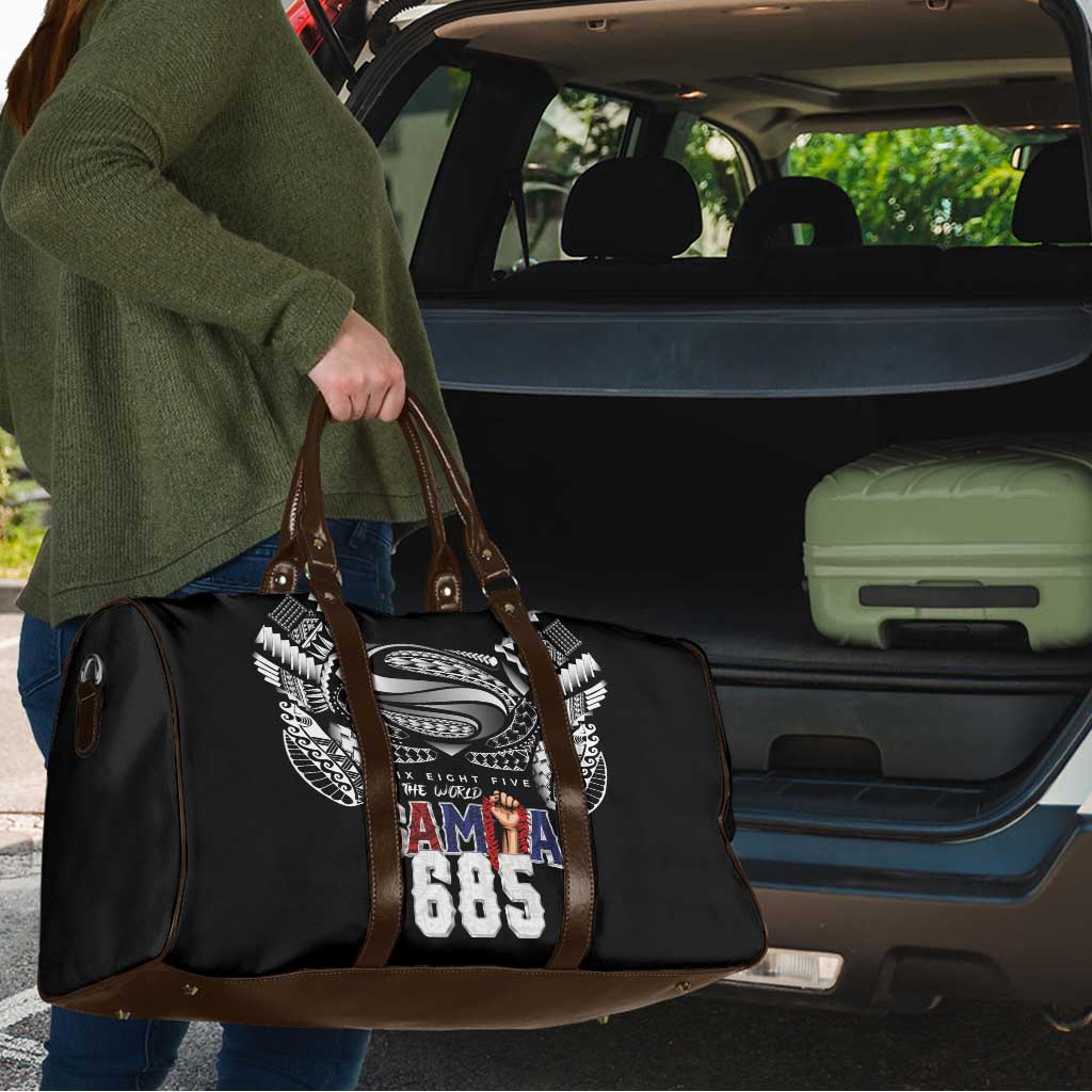Super Samoa-Six Eight Five to The World Travel Bag Traditional Samoan Tattoo Black Color