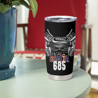 Super Samoa-Six Eight Five to The World Tumbler Cup Traditional Samoan Tattoo Black Color