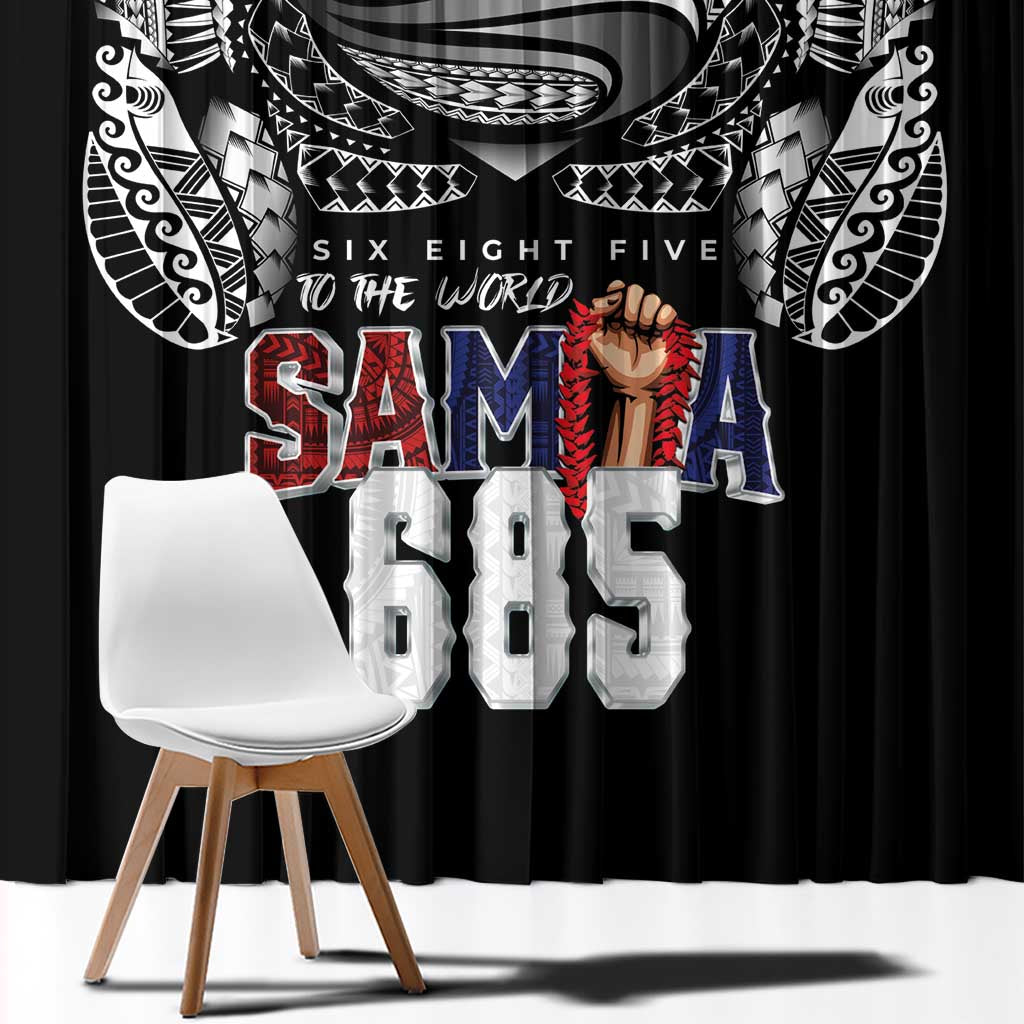 Super Samoa-Six Eight Five to The World Window Curtain Traditional Samoan Tattoo Black Color