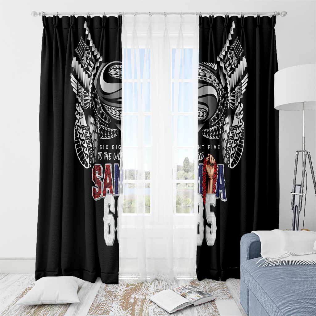 Super Samoa-Six Eight Five to The World Window Curtain Traditional Samoan Tattoo Black Color