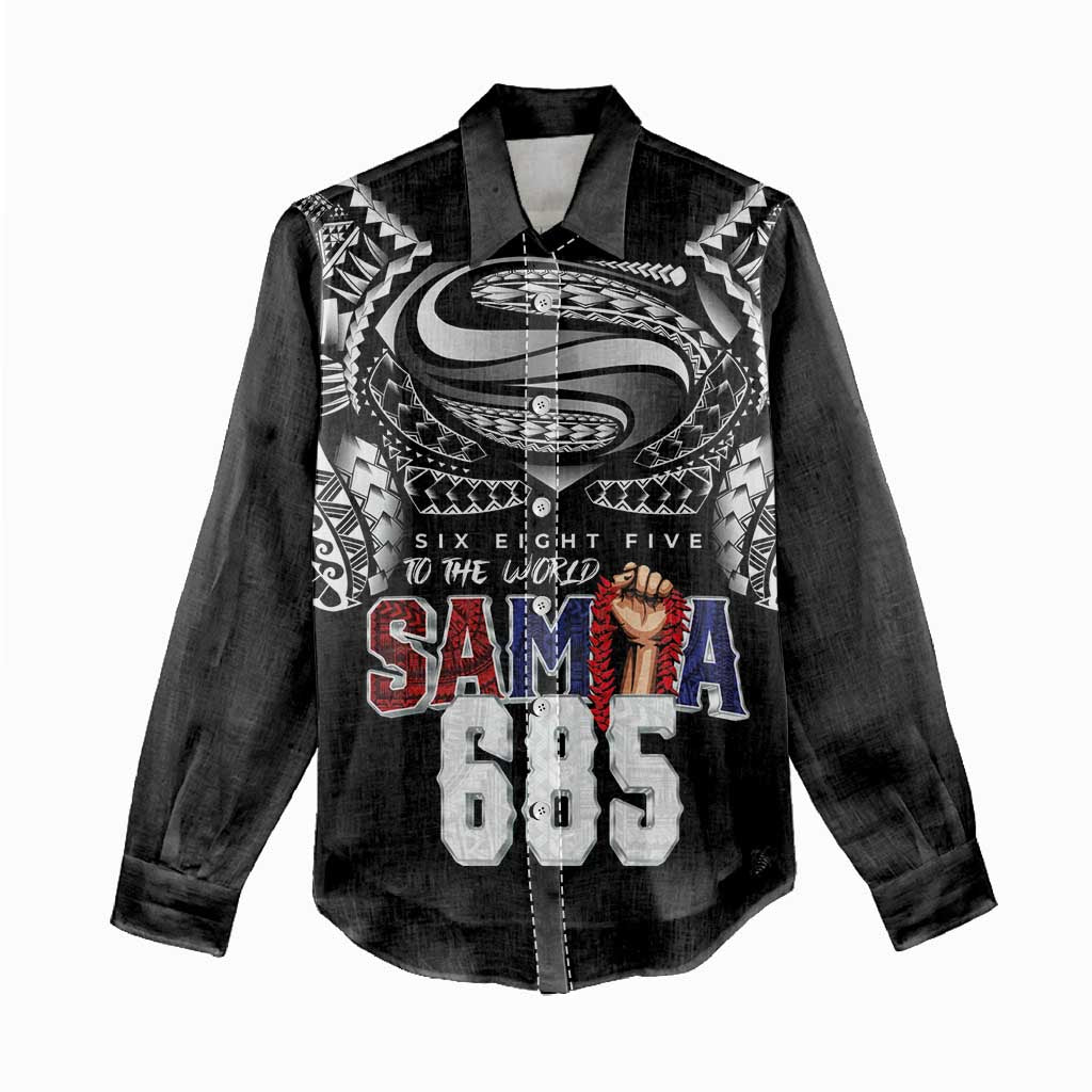 Super Samoa-Six Eight Five to The World Women Casual Shirt Traditional Samoan Tattoo Black Color LT03 - Polynesian Pride