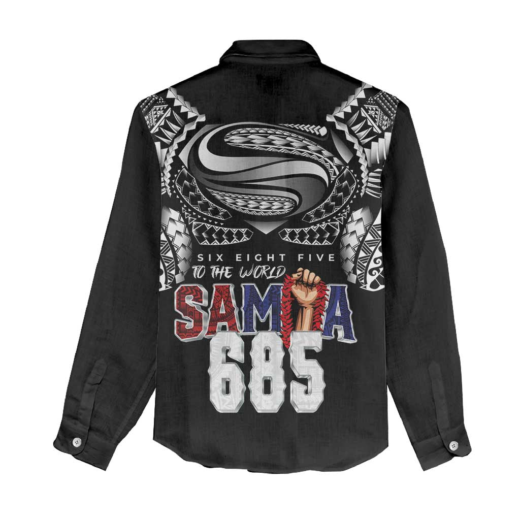 Super Samoa-Six Eight Five to The World Women Casual Shirt Traditional Samoan Tattoo Black Color LT03 - Polynesian Pride