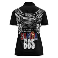 Super Samoa-Six Eight Five to The World Women Polo Shirt Traditional Samoan Tattoo Black Color LT03 - Polynesian Pride