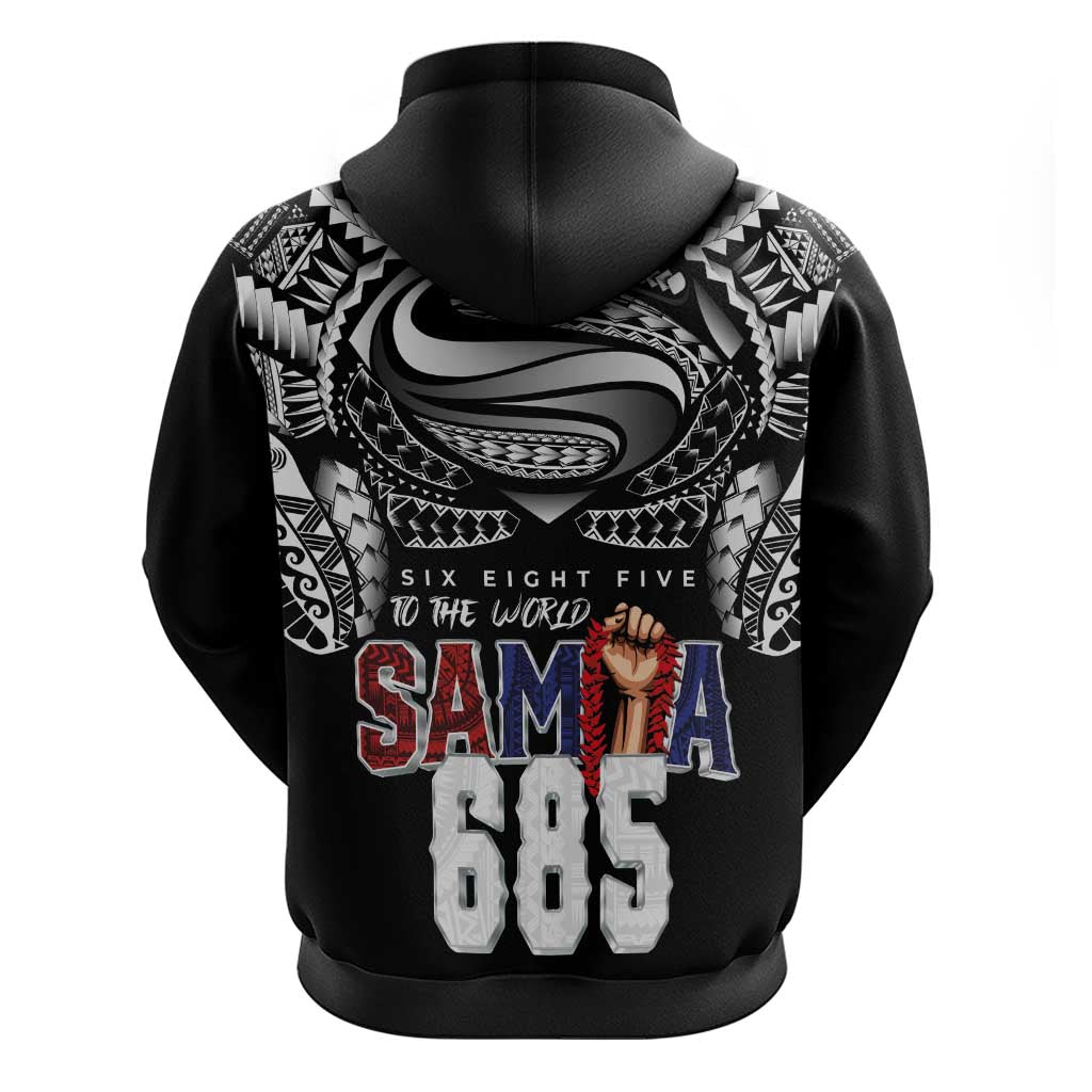 Super Samoa-Six Eight Five to The World Zip Hoodie Traditional Samoan Tattoo Black Color LT03 - Polynesian Pride