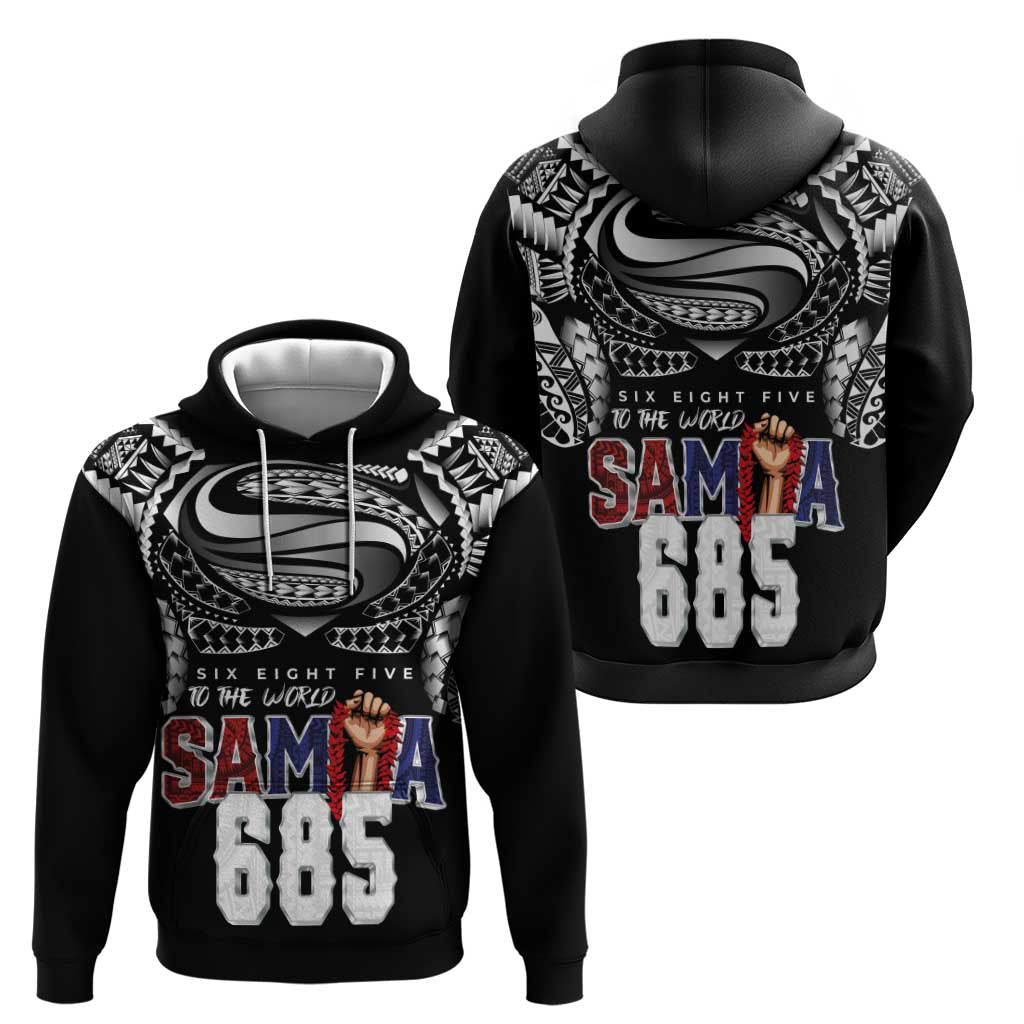 Super Samoa-Six Eight Five to The World Zip Hoodie Traditional Samoan Tattoo Black Color LT03 - Polynesian Pride