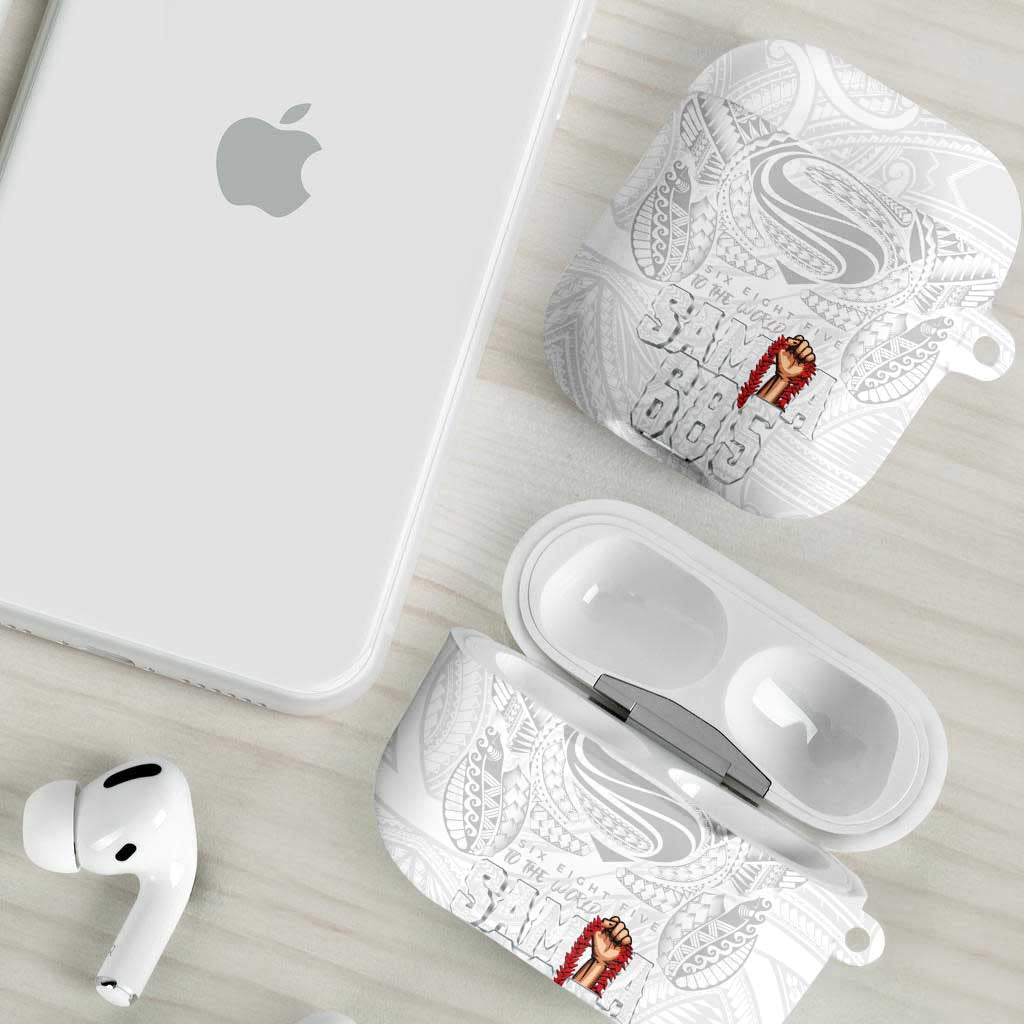 Super Samoa-Six Eight Five to The World AirPods Case Traditional Samoan Tattoo All White LT03 - Polynesian Pride