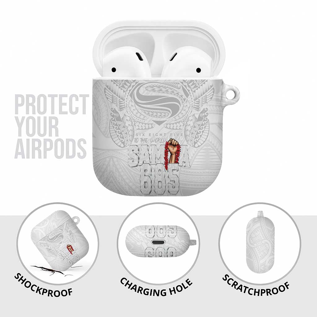Super Samoa-Six Eight Five to The World AirPods Case Traditional Samoan Tattoo All White LT03 - Polynesian Pride