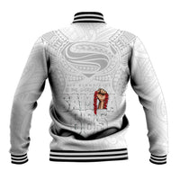 Super Samoa-Six Eight Five to The World Baseball Jacket Traditional Samoan Tattoo All White