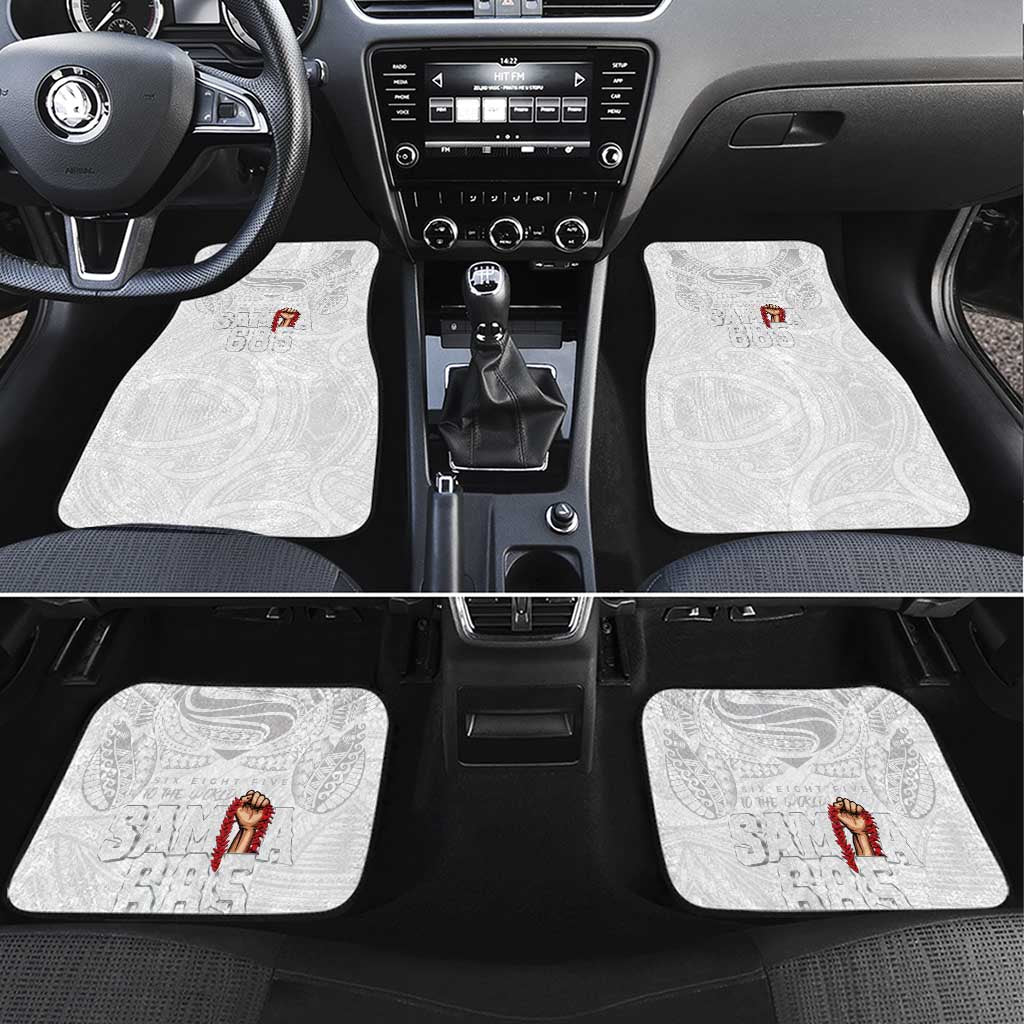 Super Samoa-Six Eight Five to The World Car Mats Traditional Samoan Tattoo All White