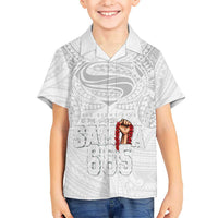 Super Samoa-Six Eight Five to The World Family Matching Tank Maxi Dress and Hawaiian Shirt Traditional Samoan Tattoo All White LT03 Son's Shirt White - Polynesian Pride
