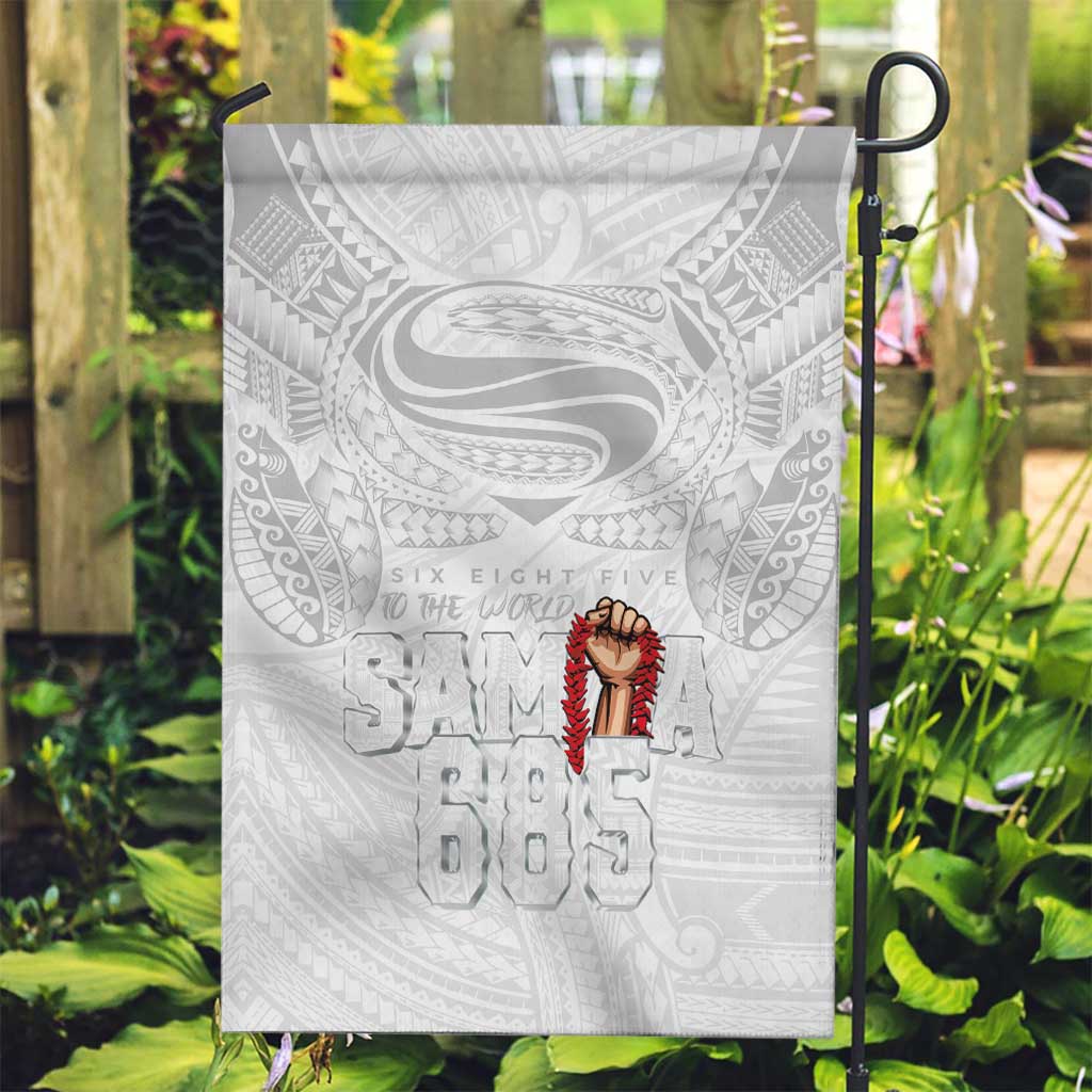 Super Samoa-Six Eight Five to The World Garden Flag Traditional Samoan Tattoo All White
