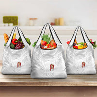 Super Samoa-Six Eight Five to The World Grocery Bag Traditional Samoan Tattoo All White LT03 3-pack One Size White - Polynesian Pride