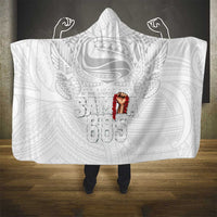 Super Samoa-Six Eight Five to The World Hooded Blanket Traditional Samoan Tattoo All White LT03 - Polynesian Pride