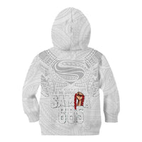 Super Samoa-Six Eight Five to The World Kid Hoodie Traditional Samoan Tattoo All White