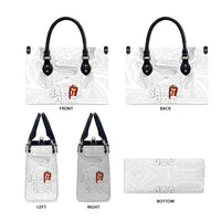 Super Samoa-Six Eight Five to The World Leather Bag Traditional Samoan Tattoo All White