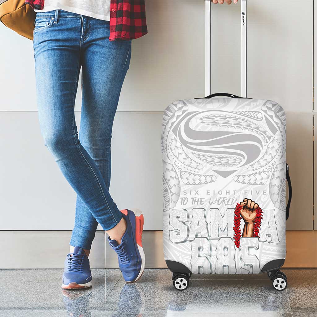 Super Samoa-Six Eight Five to The World Luggage Cover Traditional Samoan Tattoo All White