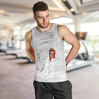 Super Samoa-Six Eight Five to The World Men Tank Top Traditional Samoan Tattoo All White LT03 White - Polynesian Pride