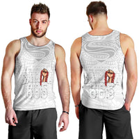 Super Samoa-Six Eight Five to The World Men Tank Top Traditional Samoan Tattoo All White LT03 - Polynesian Pride
