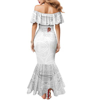 Super Samoa-Six Eight Five to The World Mermaid Dress Traditional Samoan Tattoo All White LT03 - Polynesian Pride